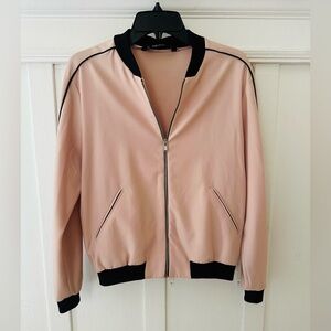 Zara Blush Bomber Jacket with Black Accents